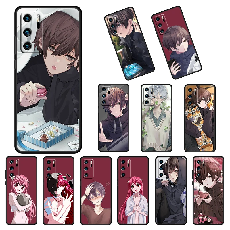

Hot Cute Japanese Anime Boy For Huawei P50 40 30 20 10 9 Lite E Mini Pro 5G 2017 2019 Soft Silicone Black Cover Phone Case