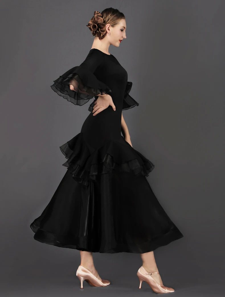 Бальное платье платья для бальных танцев танцевальные костюмы женщин Черное