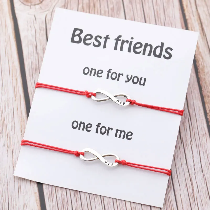 2 шт./компл. двойные подходящие браслеты с красными лентами BFF для лучшего друга