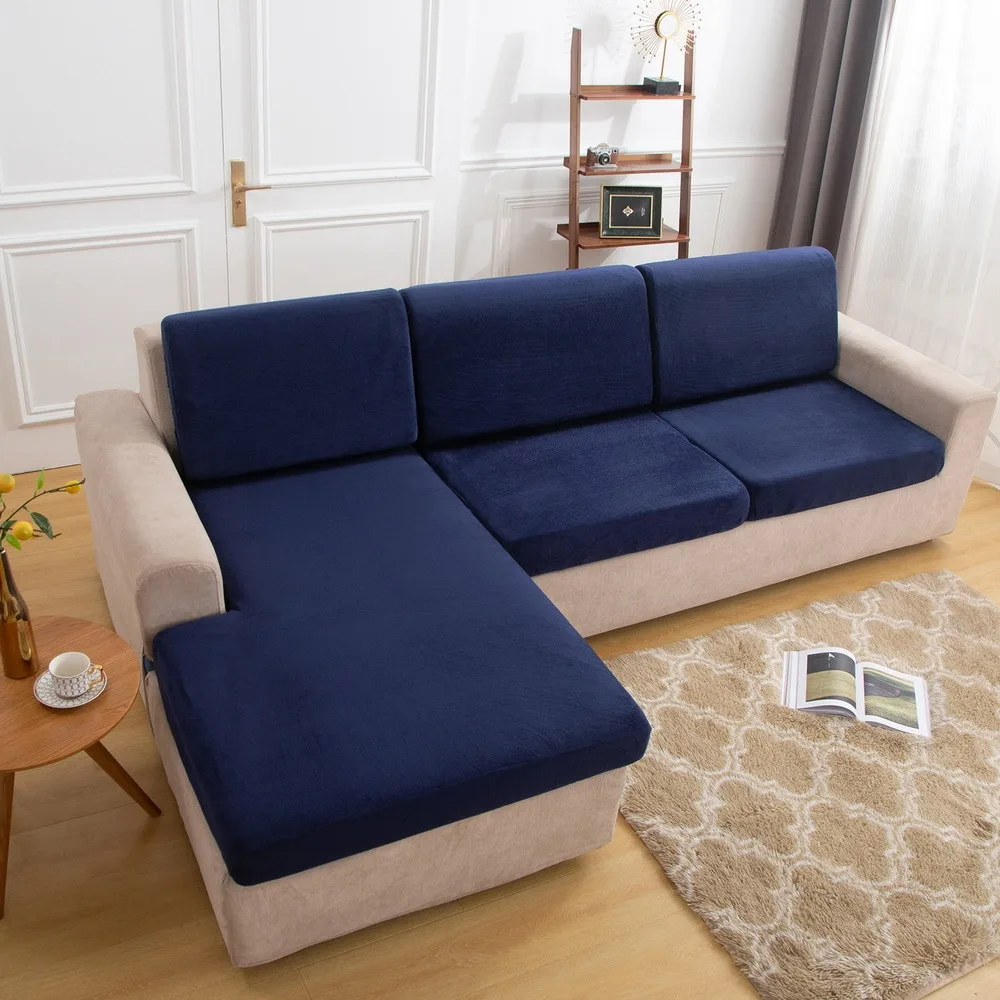 

Plush Sofa Cushion Cover Elastic Thick Cushion Cover Soft Stretch Anti-dirty Sofa Slipcovers Multi-size Funiture Protector