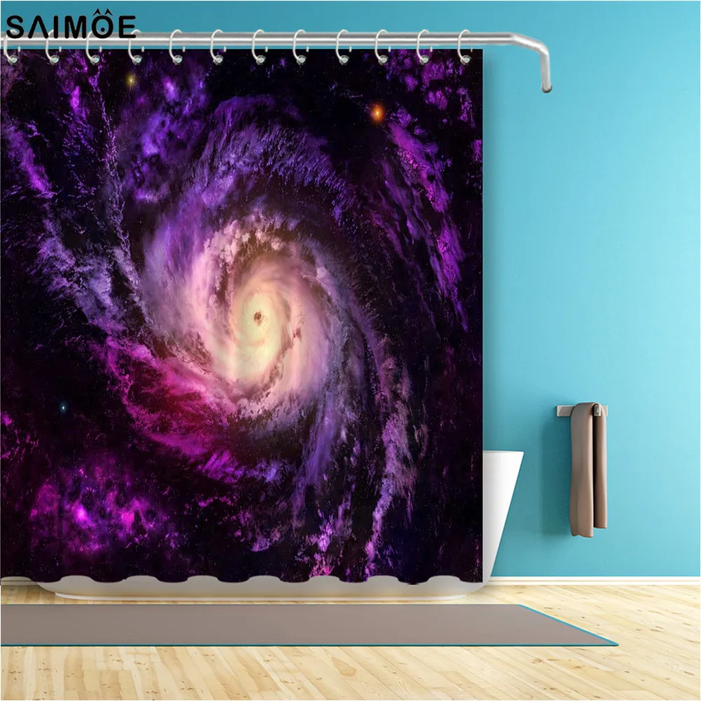 Colorful Galaxy Bathroom Curtain Outer Space Waterproof Shower Curtain Polyester Fabric Bath Curtain Bathing Cover Shower Sets