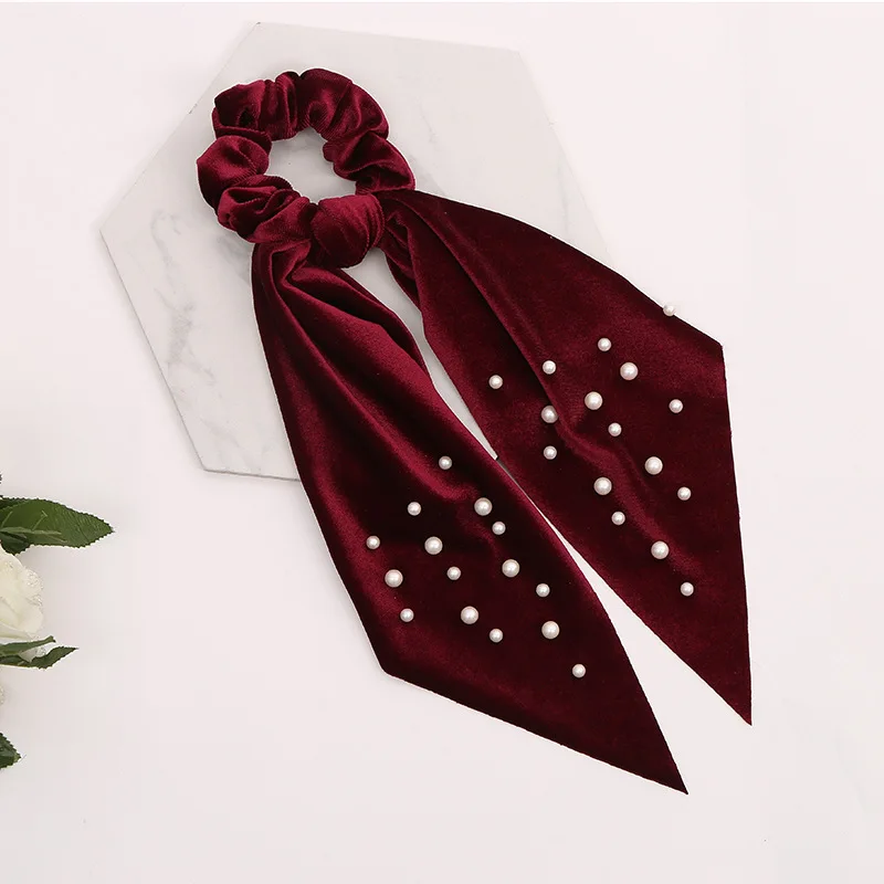 Женские бархатные резинки для волос с бантом жемчужные заколки хвоста