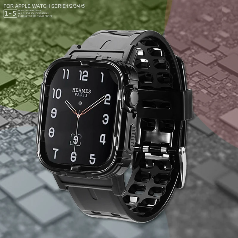Мягкий силиконовый спортивный ремешок для Apple Watch Series 1 2 3 4 5 прозрачный резиновый