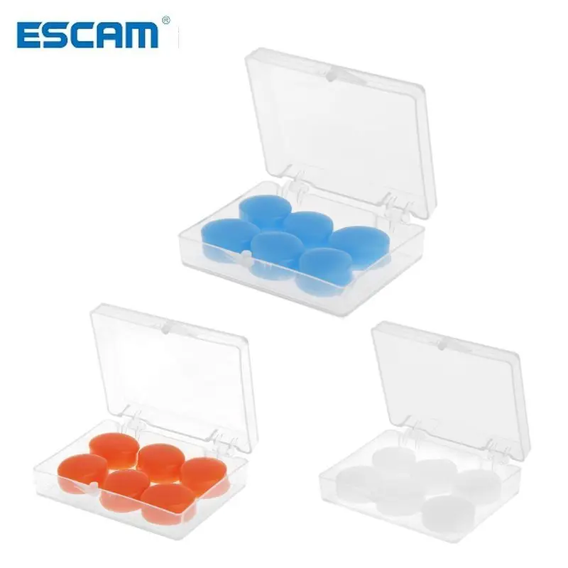 

ESCAM 6PCS Earplugs Protective Ear Plugs Silicone Soft Waterproof Anti-noise Earbud Protector Swimming Showering Water Sports