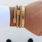 Браслет Juneleaf мужской из нержавеющей стали, ювелирное изделие в стиле хип-хоп с римскими цифрами, подвеска золотого цвета, 3 шт.компл.