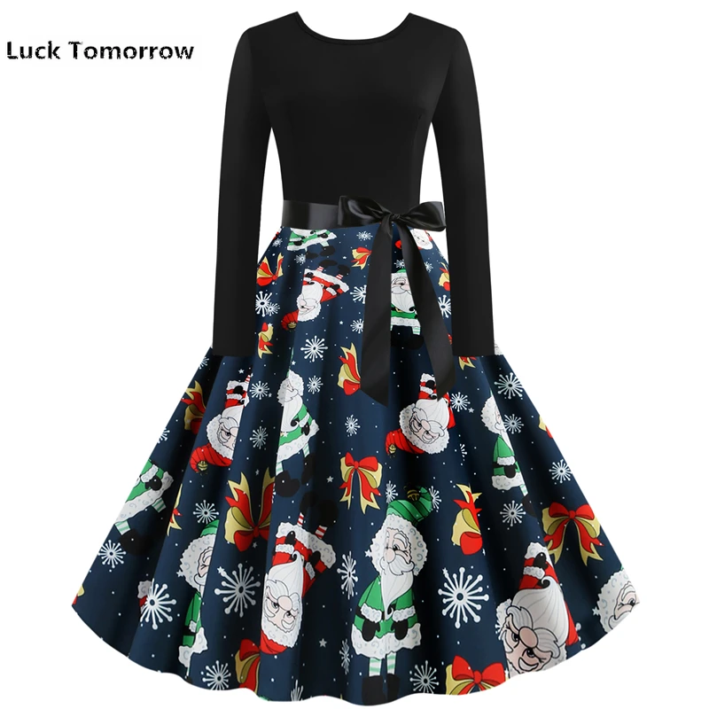 Новая женская одежда 2019 осеннее платье Рождественские Элегантные вечерние
