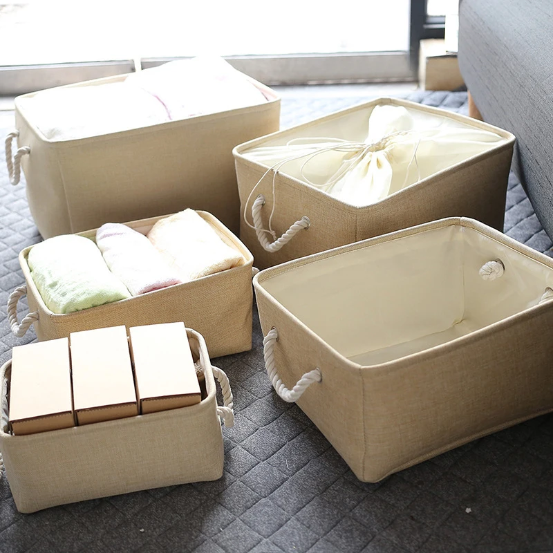 Складная корзина для хранения из хлопка и льна в скандинавском стиле белья