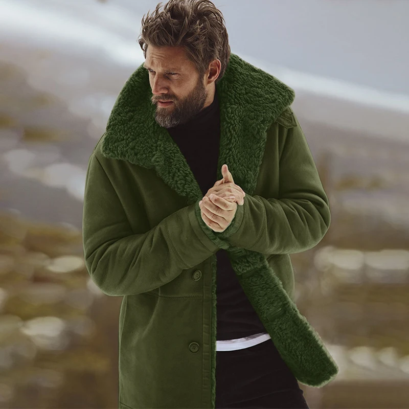 Мужское шерстяное пальто зимнее модная брендовая одежда плотное теплое с