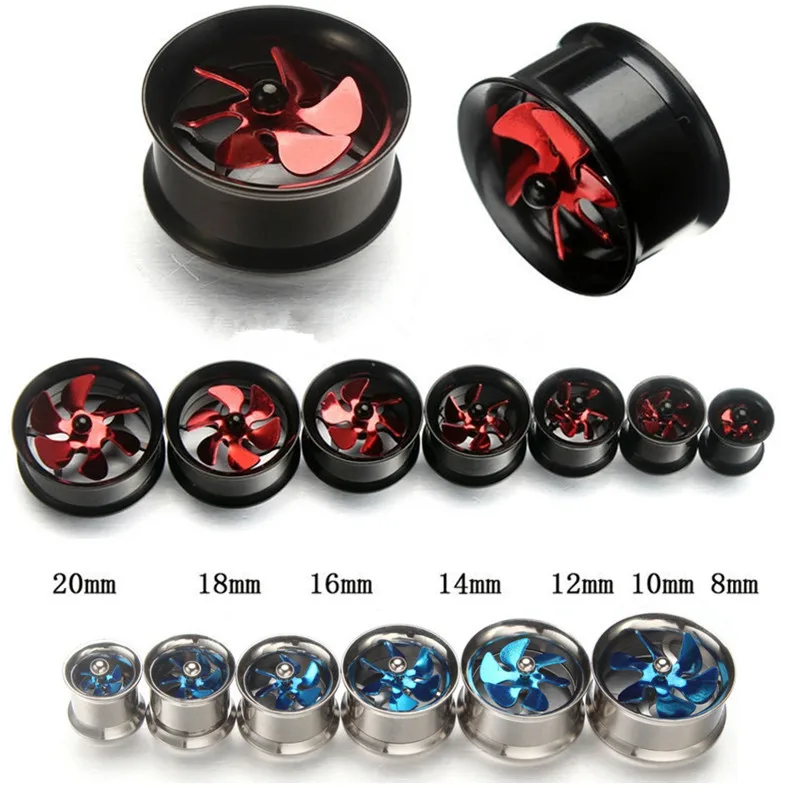 

1PC Stainless Steel Windmill Ear Plugs And Tunnels Ear Piercings Earlets Screwed Earring Expander Gauges Body Jewelry Piercings