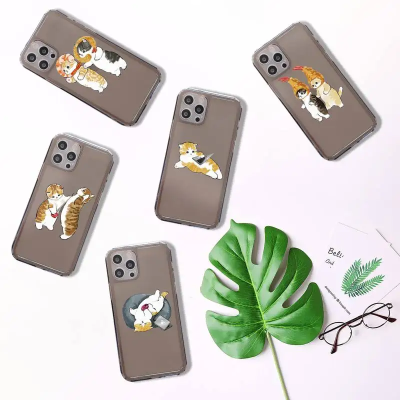 

Funny Cat Cartoons Phone Case Transparent for iPhone 7 8 11 12 se 2020 mini pro X XS XR MAX Plus