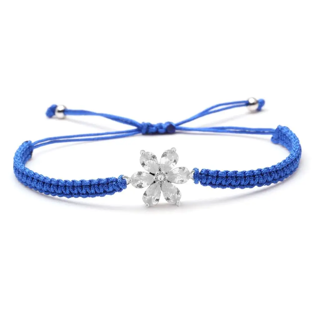 Браслеты с подвесками в виде цветка из латуни белым кристаллом циркона