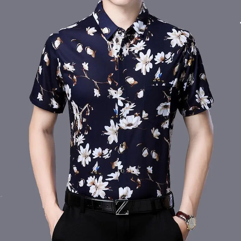 Оптовая продажа мужские рубашки одежда большого размера с цветами для мужчин