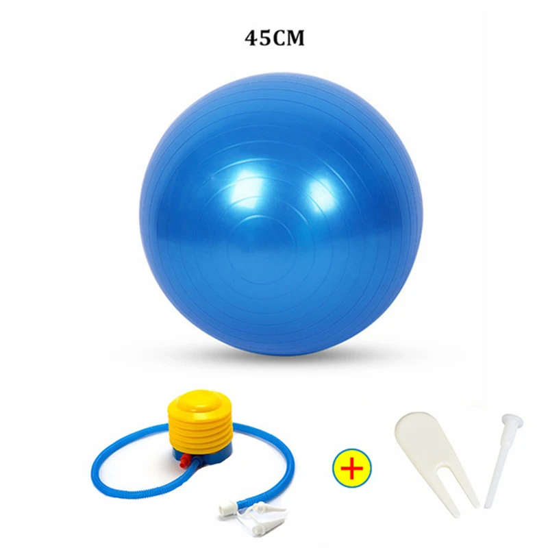 blue 45cm With-acces 45/55/65/75/85 см мяч для занятий йогой Анти-взрыв гимнастический Аэробные Фитнес стабильность баланс упражнений Йога Пилатес тренировки для VIP покупателей - Цвет: blue 45cm With-acces