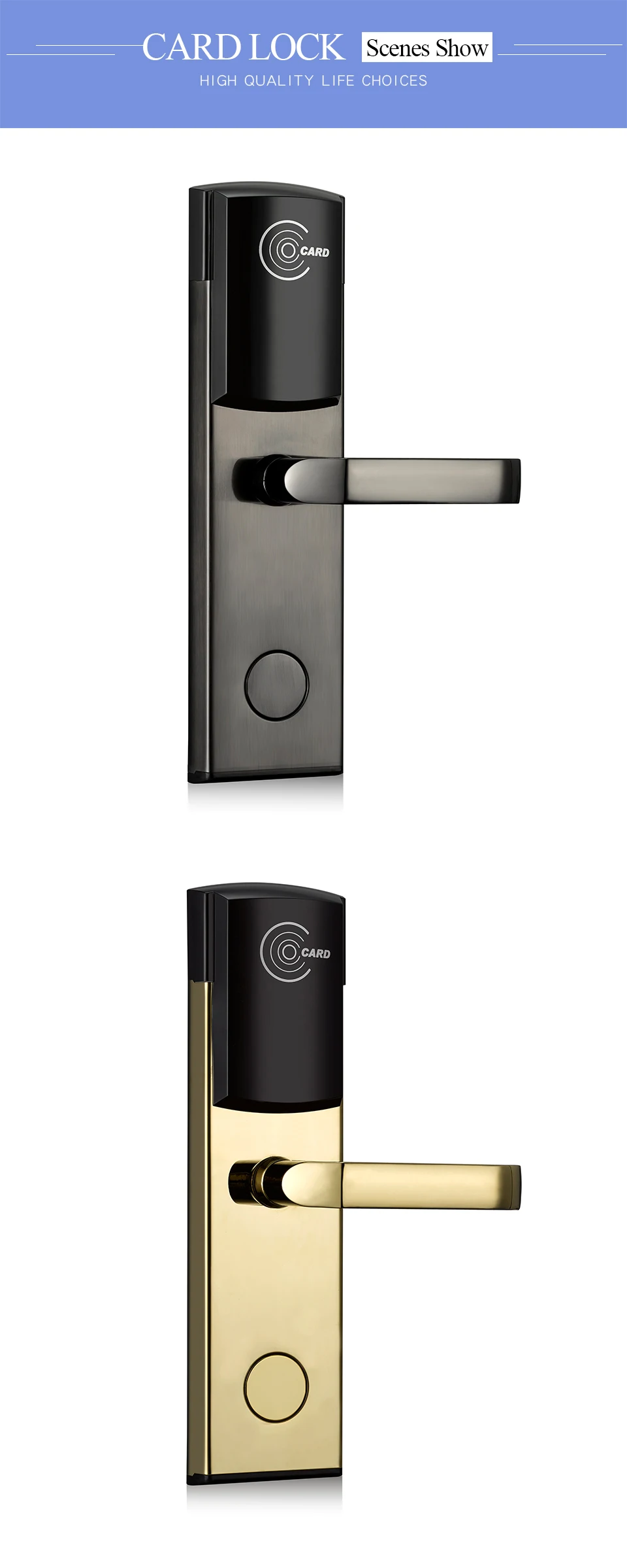 Smart RFID IC Card classic Design Digital Door Lock with Intelligent free software manage system for Upscale hotel