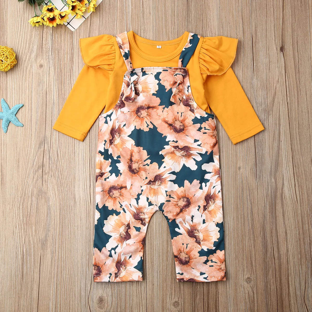 Новый брендовый Детский комплект для маленьких девочек сезон зима Цветочный