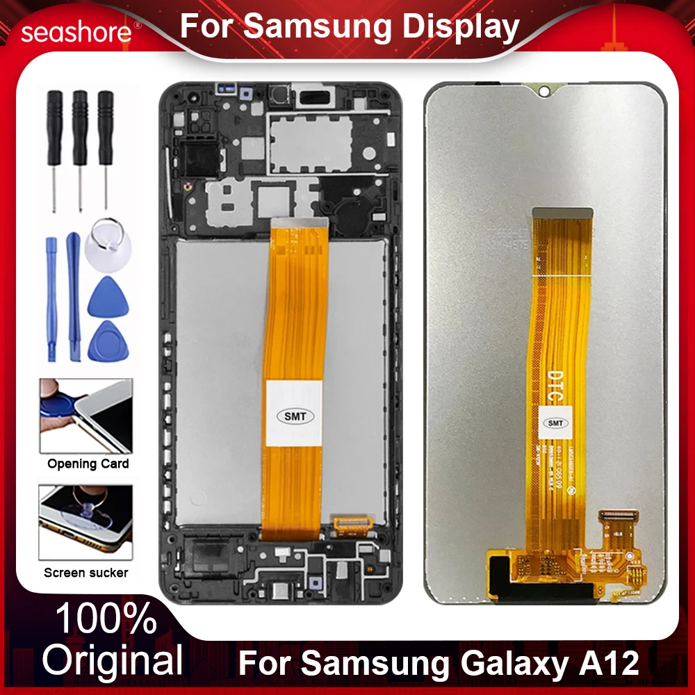 Pantalla t&aacute;ctil Original para Samsung Galaxy A12, piezas de repuesto de digitalizador LCD, 125F, A125M-0