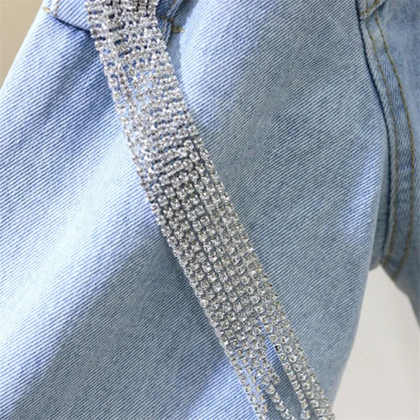 

Diamond tassels denim women's 2020 autumn new personality loose short coat