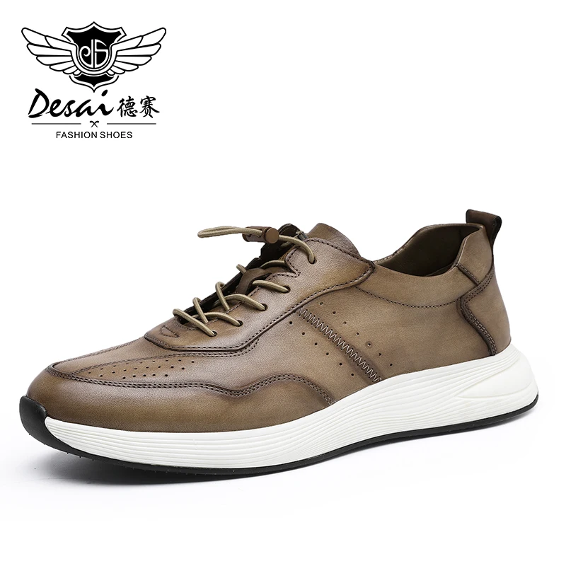 Desai Man Office Shoes For Men Brand Genuine Leather Men's Casual Male Sports Outdoor Walking Sneakers Design Fashion | Обувь
