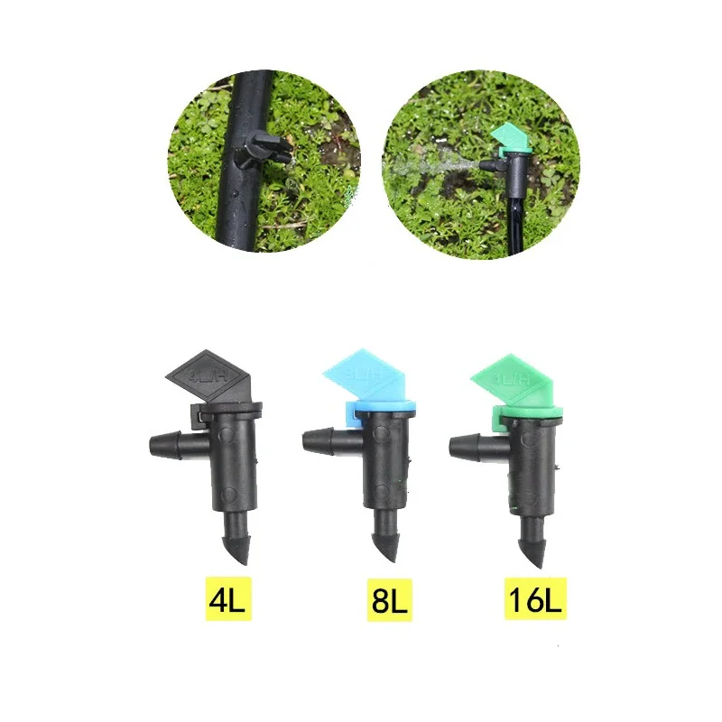 

100 шт./лот 4L/H (1 GPH) 8л/ч (2GPH) 16Л/ч (4GPH) без давления компенсируя разнесение капельного флага эмиттер флаг капельница орошение