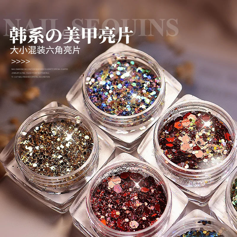8 цветов красочная блестящая пудра для ногтей блестки лазер сияющая Пыль дизайна