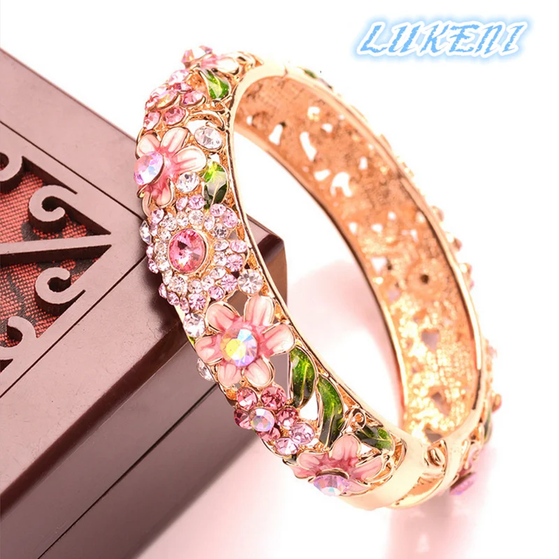 Новый браслет в стиле ретро с изображением благородных пустых роз разноцветный