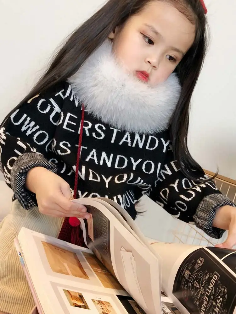 2018 New Winter Warm Men And Women Baby Children Fox Fur Grass Collar Leather Scarf | Аксессуары для одежды