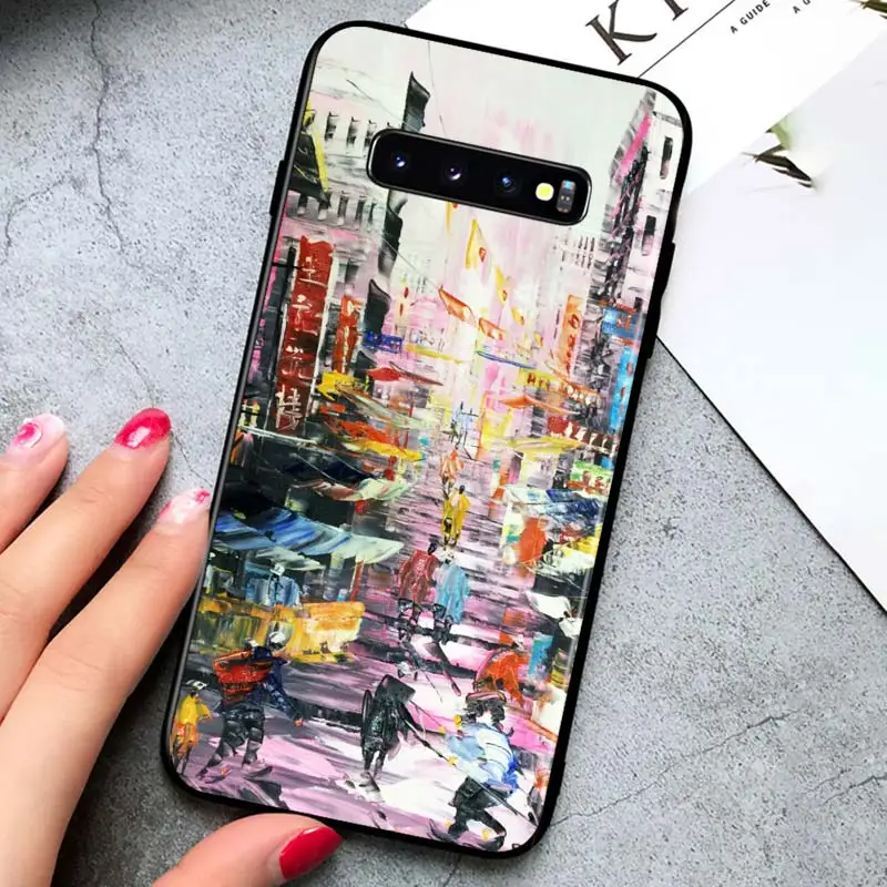 

Oil painting landscape for Samsung Galaxy S21 Ultra Plus Note 20 10 9 8 S10 S9 S8 S7 S6 Edge Plus Black Phone Case