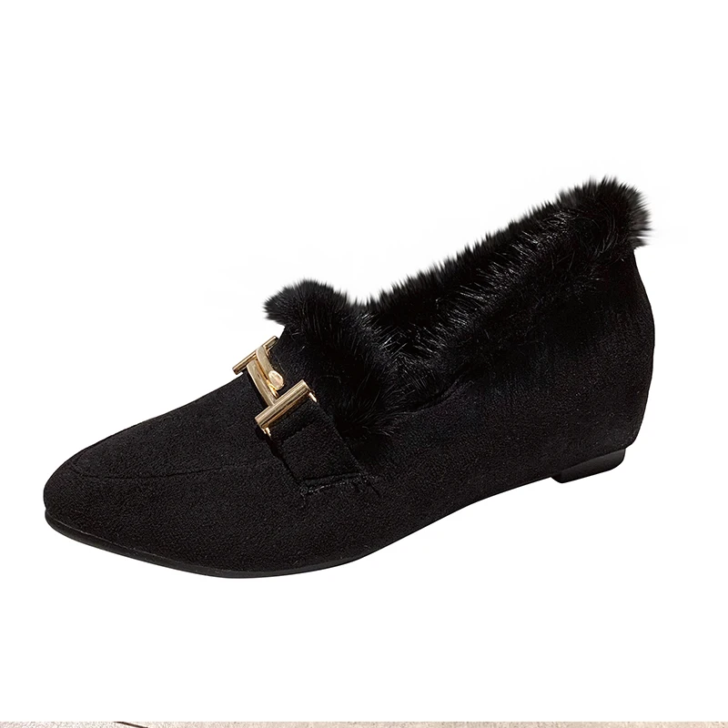 

Moccasin Shoes Clogs Platform Casual Female Sneakers Pointed Toe 2021 Fashion Women's Flats Autumn Loafers Fur Slip-on Increas H