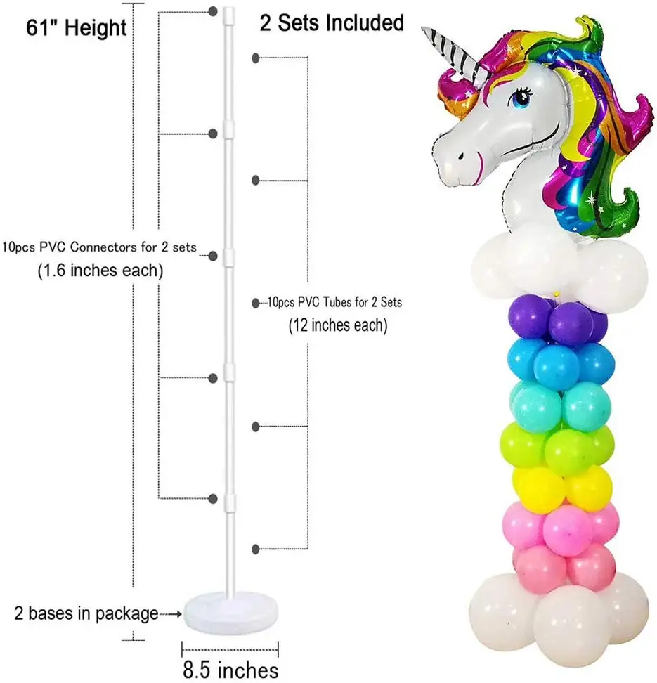 2 sets of water-filled balloon base rod balloon ring for birthday party, wedding event decoration balloon tower decoration
