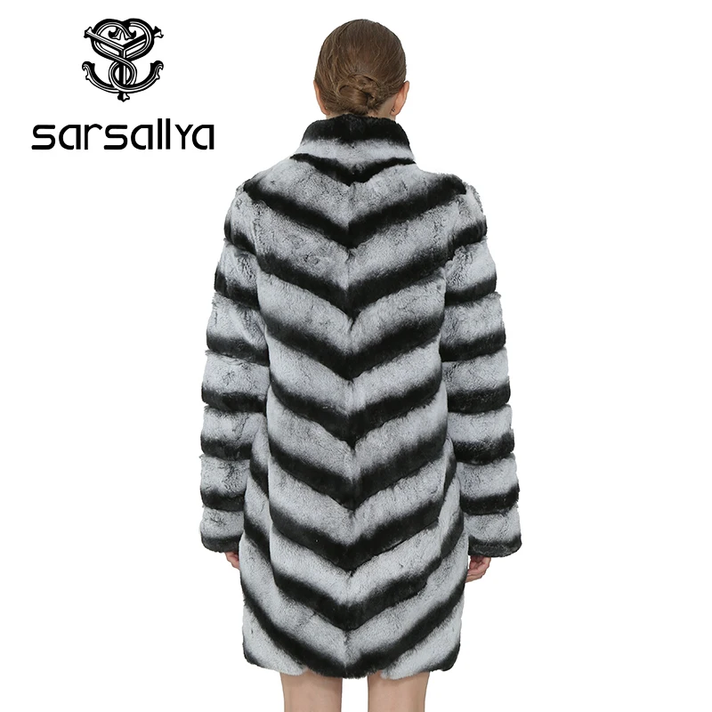 SARSALLYAWinter Для женщин Рекс Пальто из заячьего меха реальный натуральный мех пальто