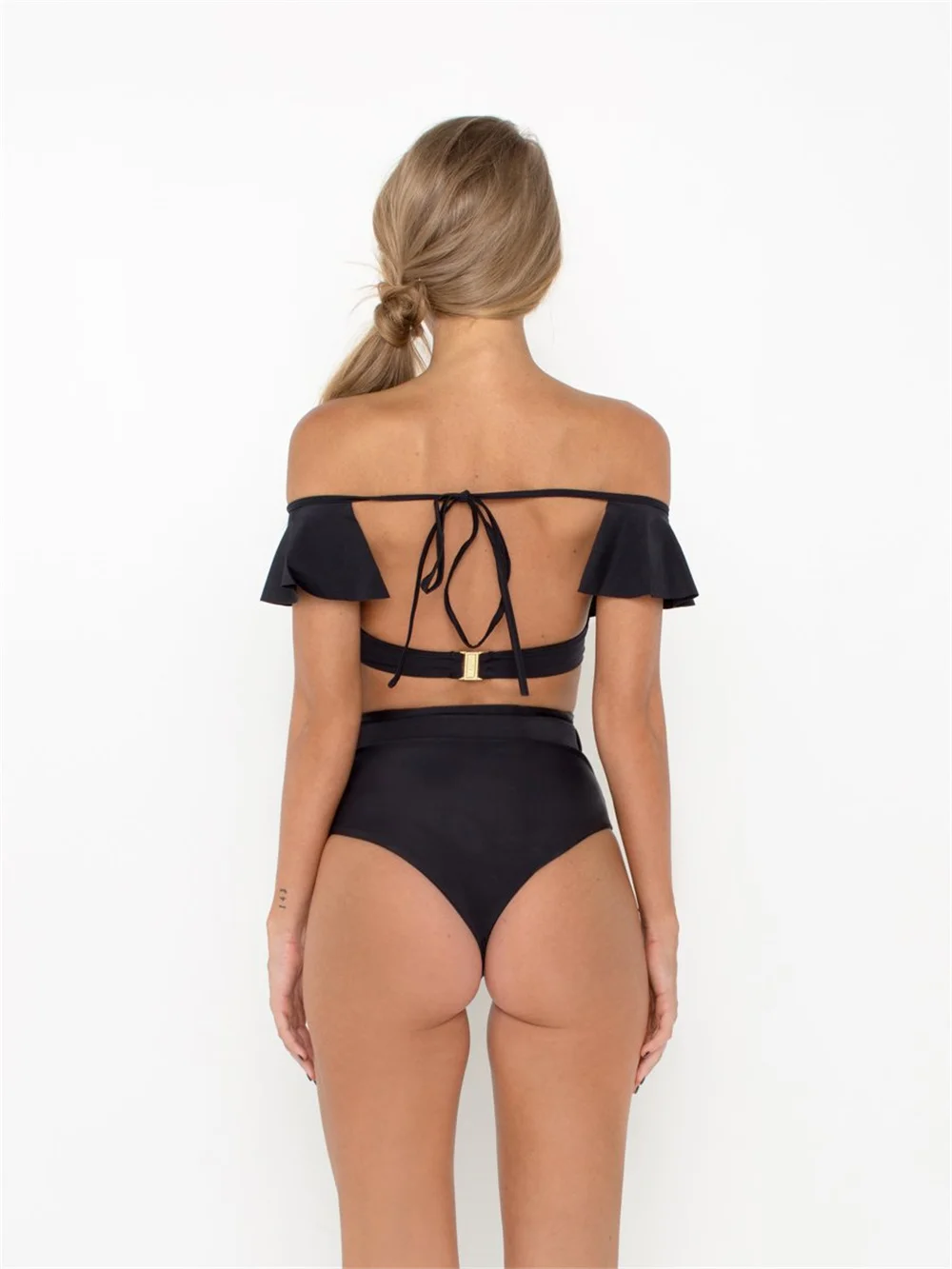 Fulaigesi сексуальное бикини в горошек 2020 новый черный белый кружевной Набор Высокая