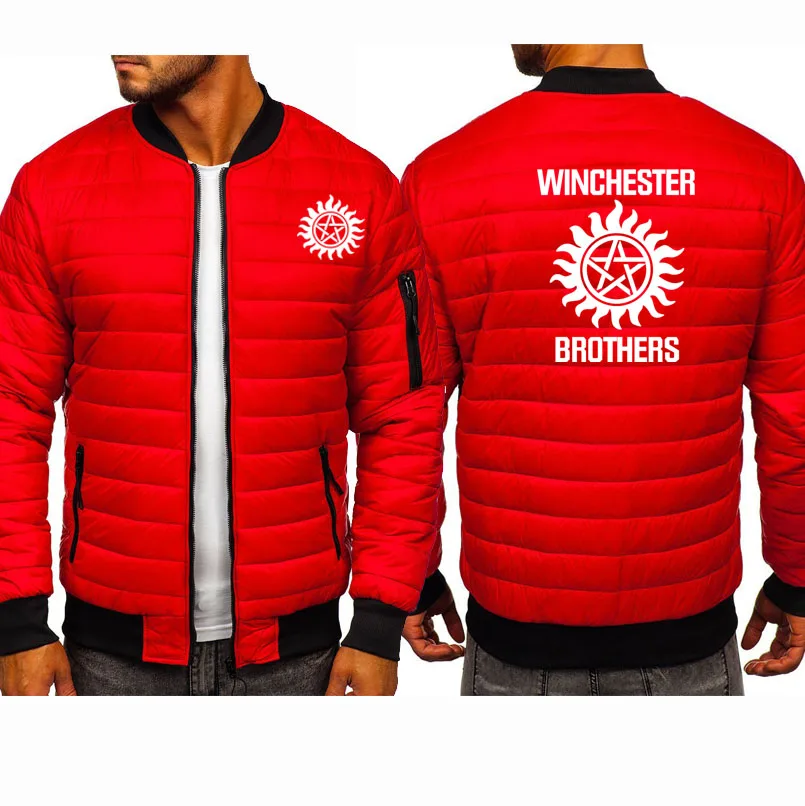 

Men's Hoodie Cotton wool hoodie Winchester Car Logo printing Winter fleece padded warm jacket Men's Hoodie Zip Jacket