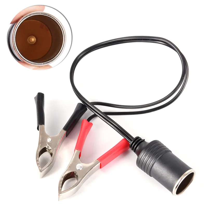 

1 PCS Universal Car Battery Pump Alligator Clip Charger Cable Terminal Clip-on Cigarette Lighter Power Socket Adapter Adaptor