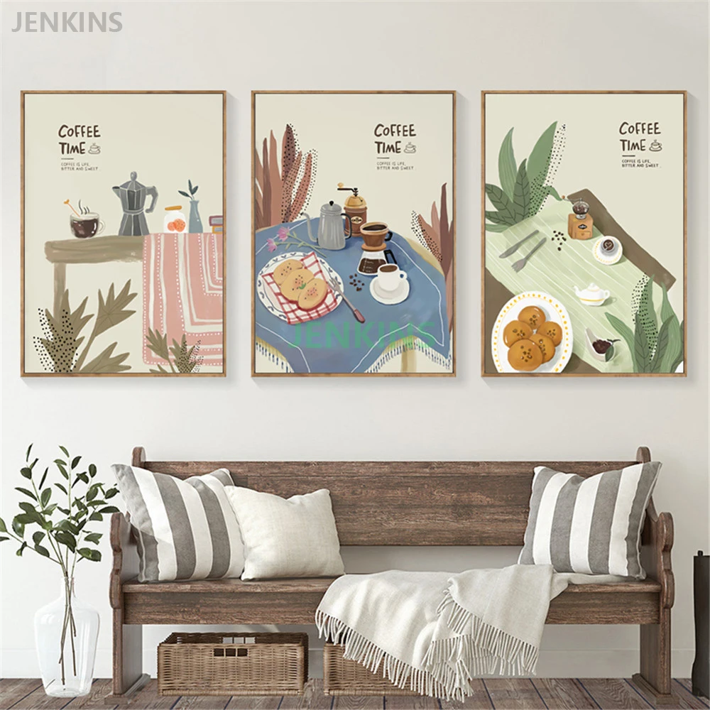 

Canvas Painting Food Kitchen Decoration Happy Family Coffee Prints And Posters Nordic Wall Art Pictures For Dining Room Decor