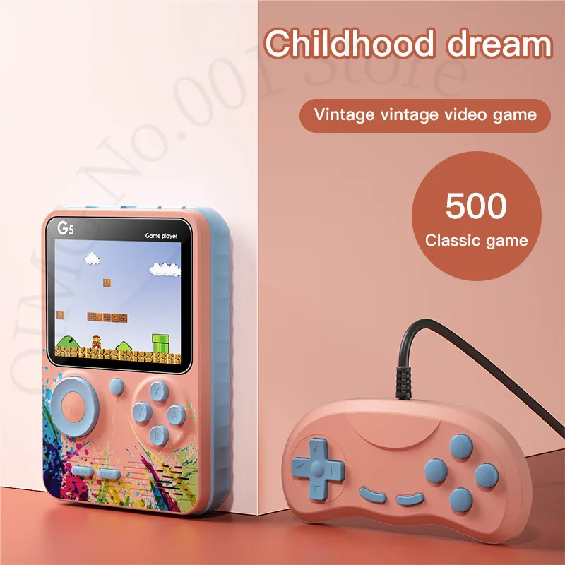 

OIMG New G5 Handheld Game Console, Color Screen Retro Children's Colorful Macaron 500 In One Game Console, Children's Toys