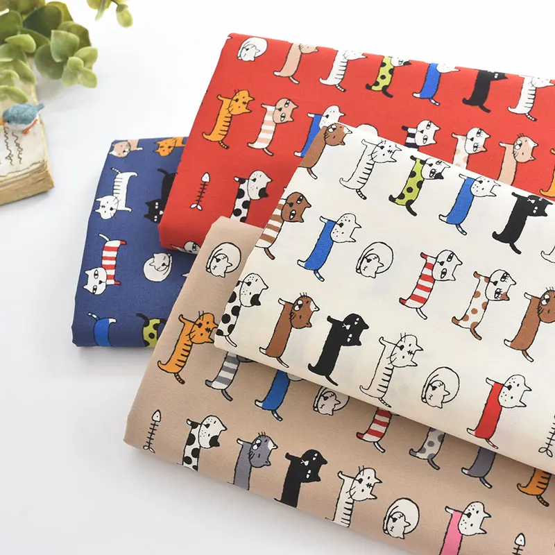 

Японская винтажная хлопковая картонная ткань для собак и кошек, ткань ручной работы, ткань в ретро стиле для творчества, сумка 0,5 метра