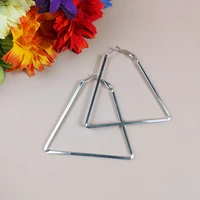 hot hoop earrings charming retro popular exaggerated trendy trapezoid big large gift hip hop in blog show party bling silver 009