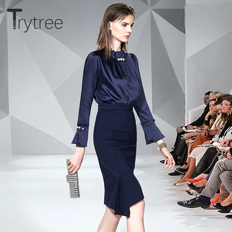 Женский Повседневный комплект из двух предметов Trytree топа с расклешенными