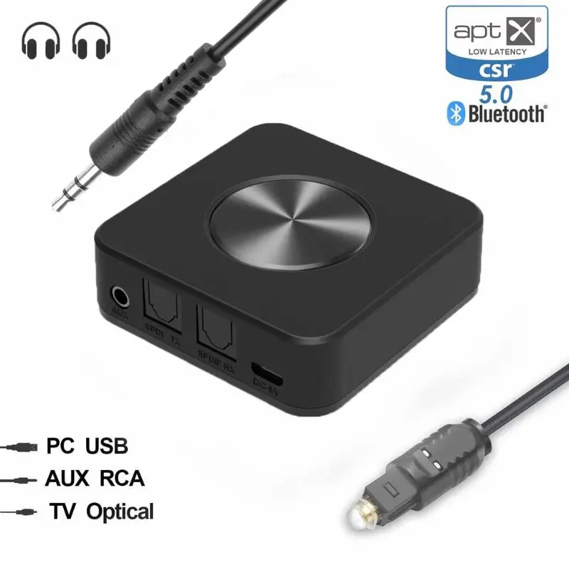

Bluetooth 5,0 передатчик приемник 2 в 1 беспроводной APTX низкая задержка A2DP Музыка оптический SPDIF Aux RCA 3,5 мм стерео