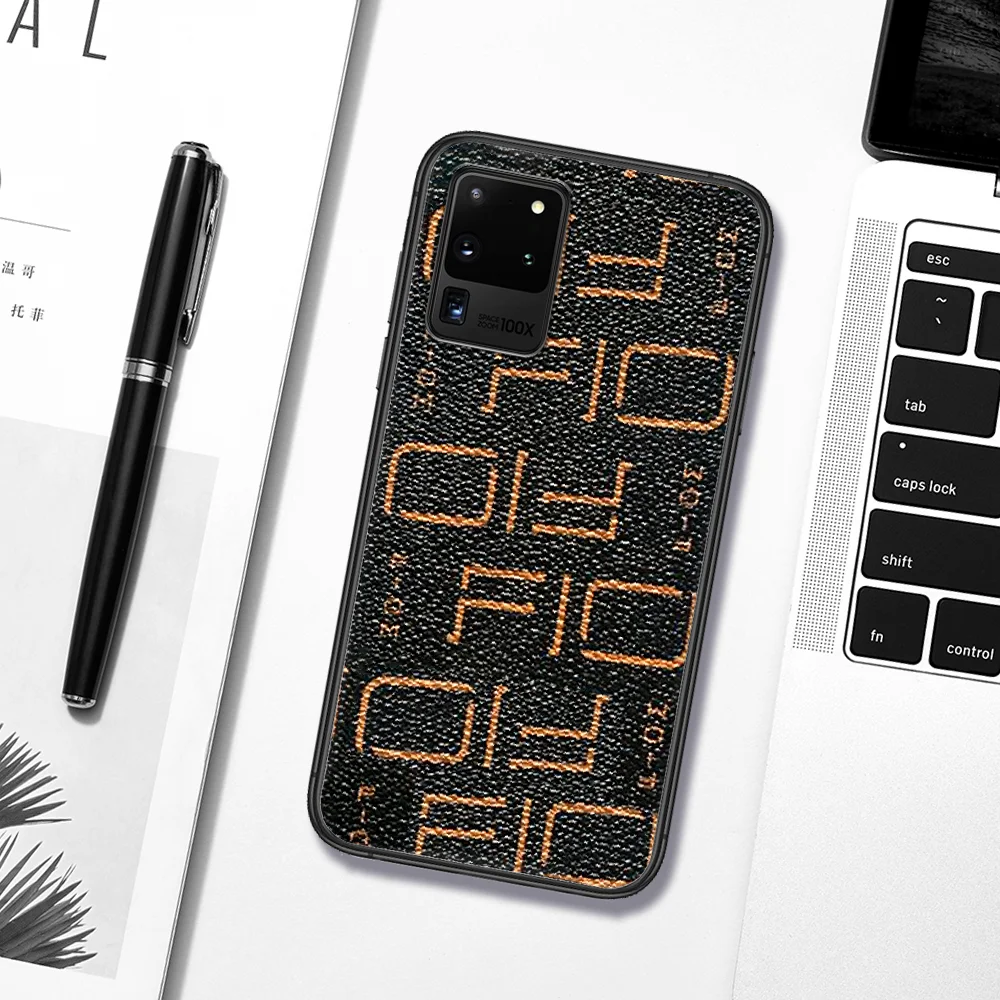 

Luxury Brand Square Flower Phone Case For Samsung Galaxy S 6 7 8 9 10 E 20 UITRA FE 21 Edge Note 8 9 10 Plus black Coque Luxury