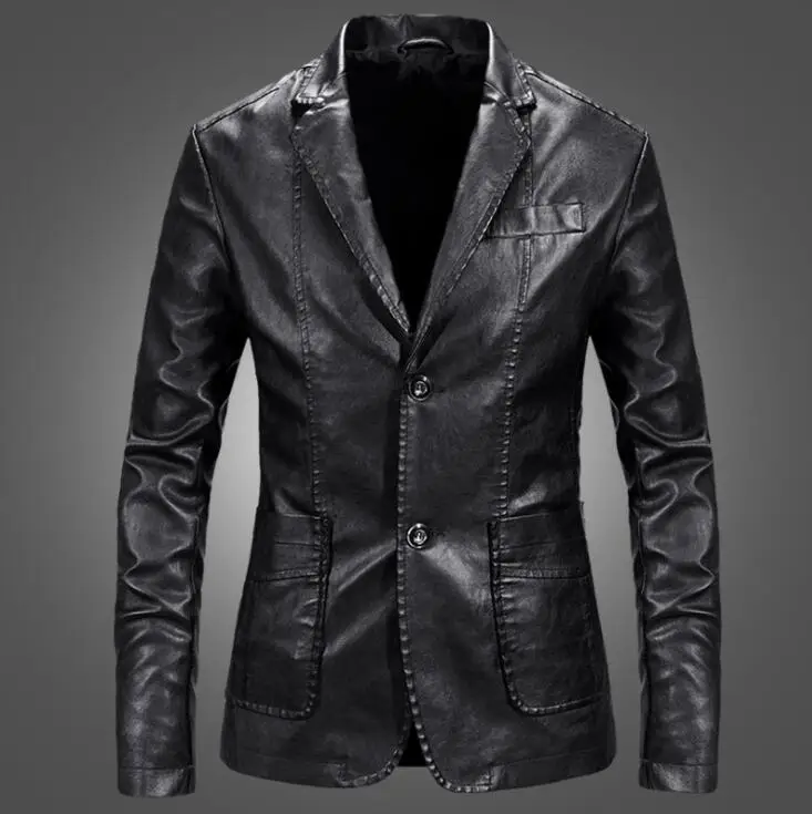 Black suits mens leather jacket slim motorcycle coat men jackets clothes jaqueta de couro street Factory