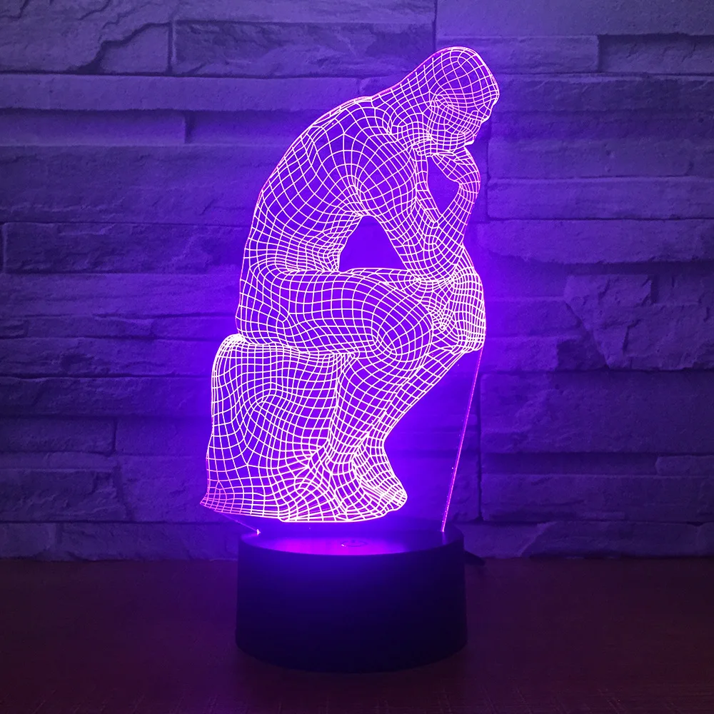 Thinker 3D 7 цветов лампа визуальные Светодиодные ночные светильники для детей