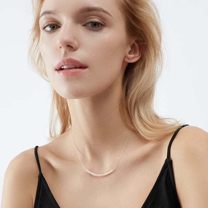 ASHIQI ожерелье из натурального пресноводного жемчуга 925 пробы серебряные женские ювелирные изделия|Ожерелья|