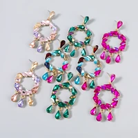 pauli manfi fashion metal rhinestone geometric earrings womens exaggerated popular dangle earrings party accessories