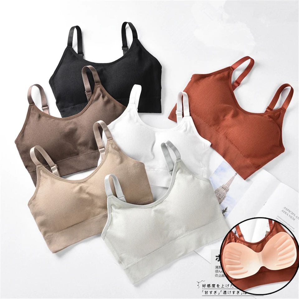 Однотонный спортивный бюстгальтер пуш ап хлопковые спортивные бюстгальтеры