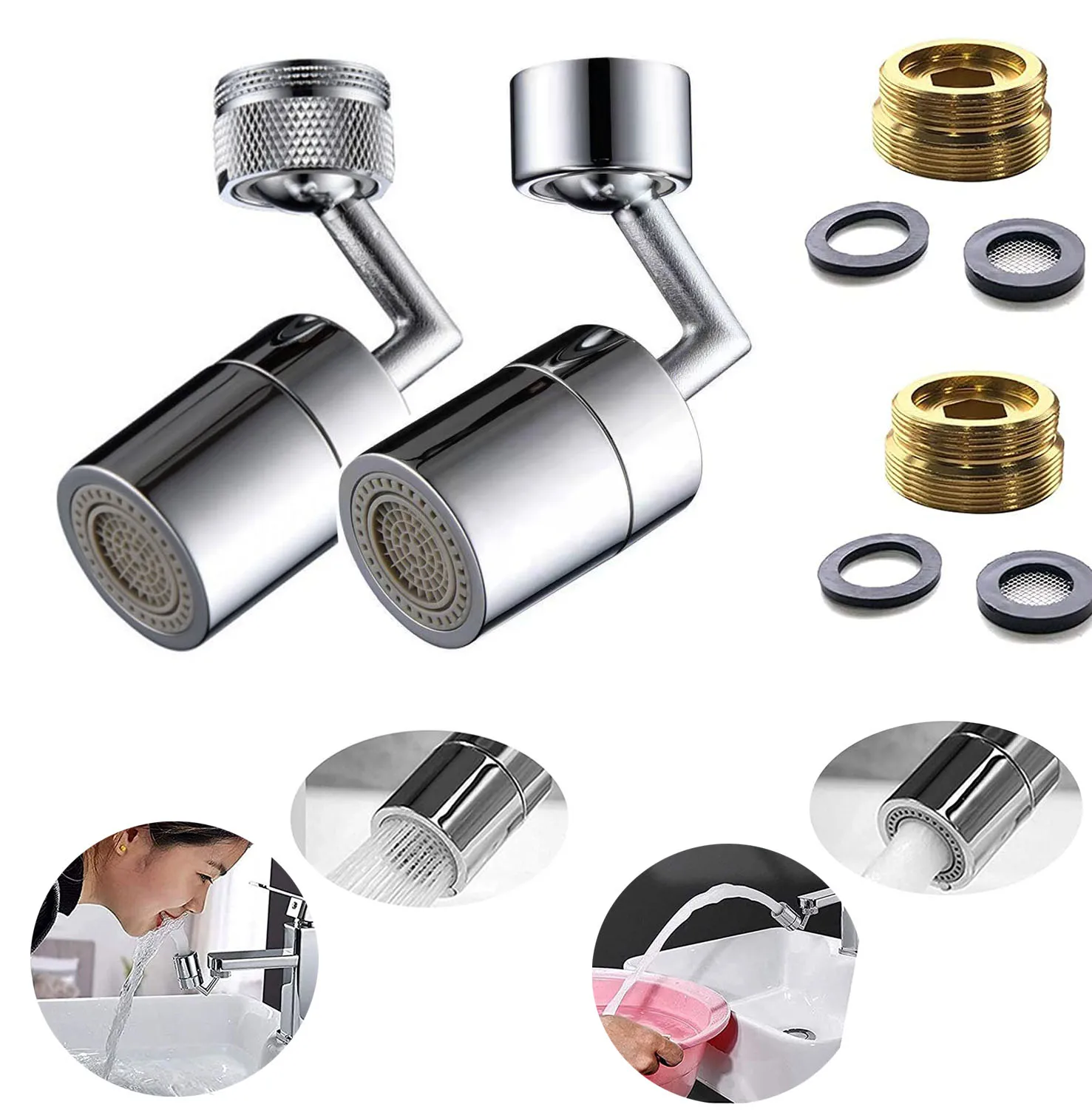 

720 Degrees Splash Filter Anti Splash Faucet Spray Head 22-24mm Movable Kitchen Tap Water Saving Nozzle Sprayer