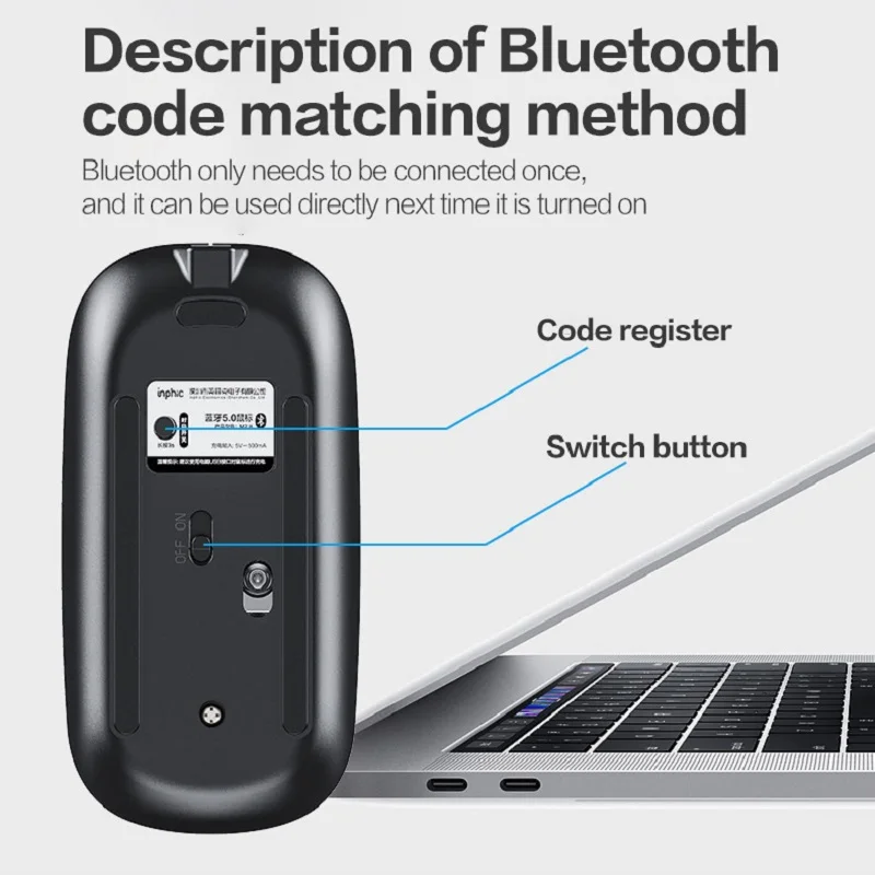 Inphic Бесшумная Беспроводная Bluetooth-мышь 5 0 Офисная компьютерная мышь с поддержкой