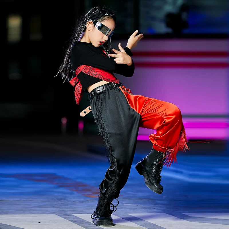 Одежда для джазовых танцев модная одежда девочек красная уличная в стиле хип-хоп