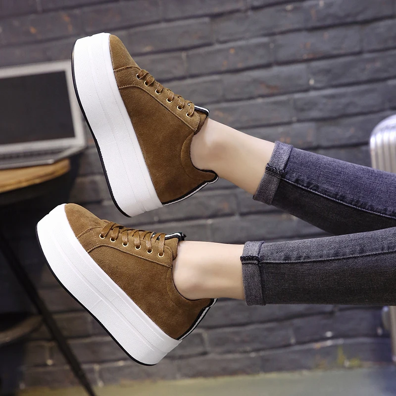 

High Heels Ladies Casual Shoes 2020 Spring Fashion Lace-Up Women's Shoes British Style Women Sneakers Autumn Platform Shoes