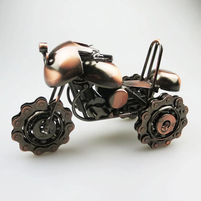 

16x7x10cm Three-wheels Chain Motorcycle Model Creative Crafts Diecast Motorbike Motor Model Car Decoration Toys for Children